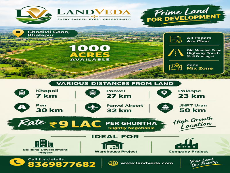 🚨 1000 ACRES OF PRIME DEVELOPMENT LAND | KHALAPUR 🚨